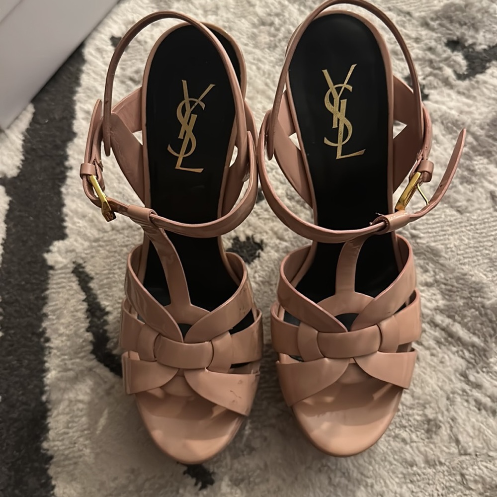 Ysl tribute sandals pale pink authentic size 38